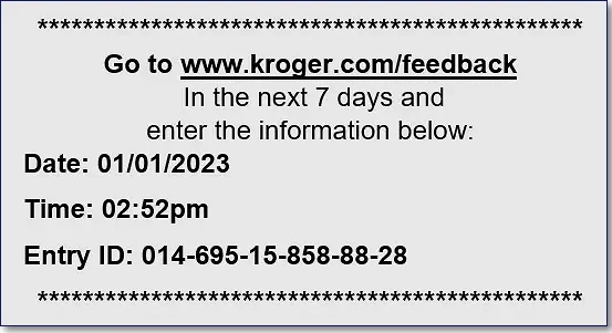Sample receipt of kroger store